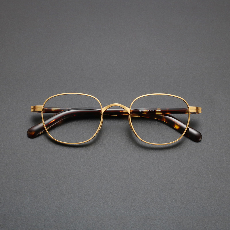 Jahrgang Titan Brillen Rahmen Männer Luxus Acetat retro Platz Rezept Optische Gläser Rahmen Frauen Myopie Brillen: hell Gold