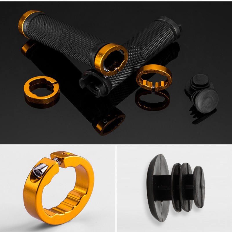 Empuñaduras de goma PE para bicicleta de montaña, puños de aleación con bloqueo Bilateral, mango antideslizante para manillar de ciclismo, accesorios para bicicleta BMX