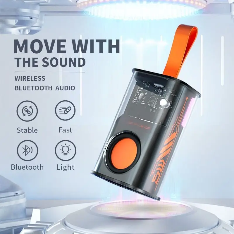 Bluetooth-högtalare med  a36 blinkande led-lampor, bärbar utomhushögtalare med subwoofer och stöd för tf-kort, fm-radio, vattentät