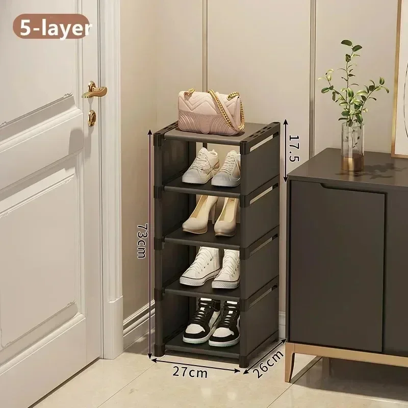 Entrance Shoe Rack Multiple Layers Stackable Footwear Organizer Rack Space Saving Wall Corner Shoe Cabinets Simple Shoes Shelf: Mixed Color