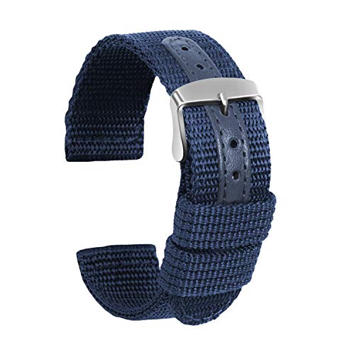 Ure tilbehør nylon læder urrem til dw ure rem 18mm 20mm 22mm 24mm bredde ur erstatningsbånd: Blå / 18mm