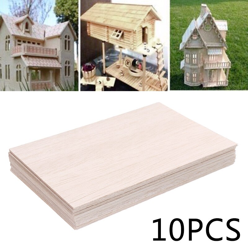 10 Uds 150*100*2mm Balsa hojas de madera peso ligero placa de madera modelo para DIY casa barco aviones juguetes barcos