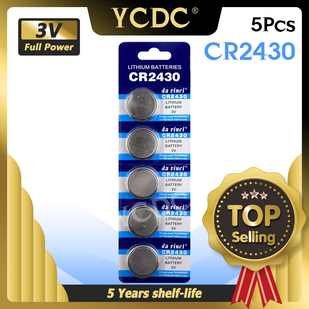 Ycdc 5pcsLi-Po Lithium CR2430 Button Coin Cell DL2430 BR2430 ECR2430 KL2430 KCR2430 L20 Horloge Batterij Vervanging Batterijen