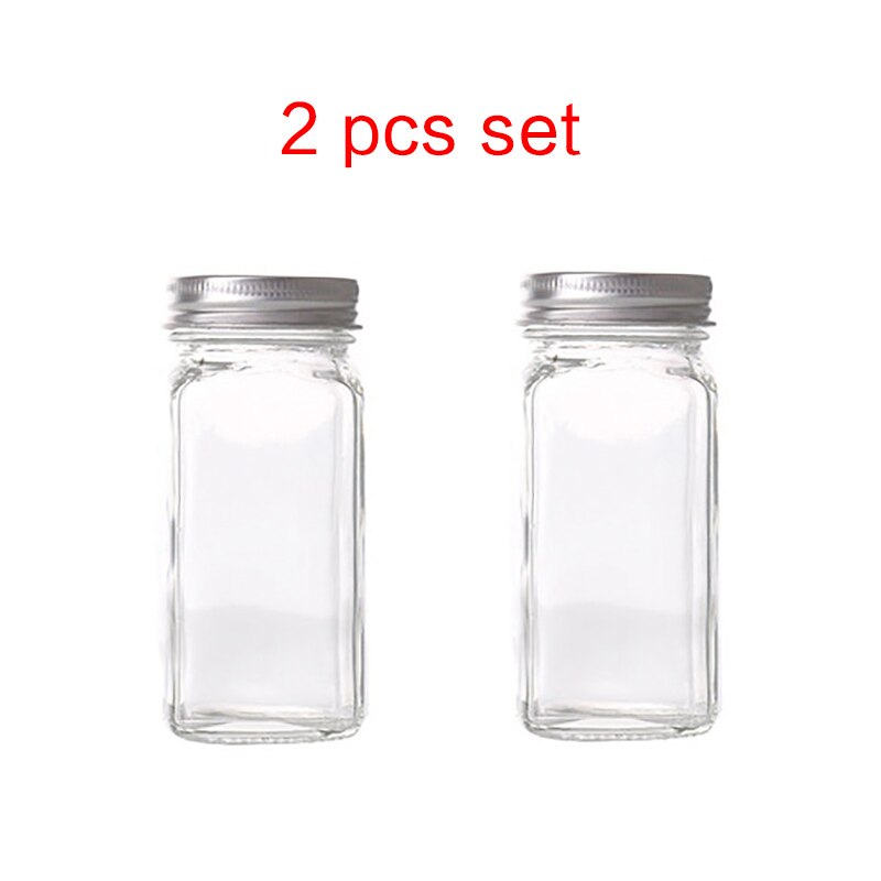 Seasoning Bottle Square Glass Seasoning Bottle Complementary Food Bottled Barbecue Jar Various Lids 120g Canister Set Kitchen: 2