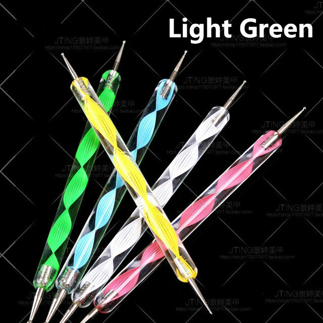 Caneta ponteira dupla de strass para unhas, caneta ponteira dupla, brilhante, ferramenta para arte de unha, manicure, 2019: Verde claro