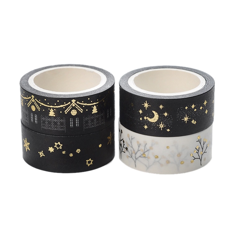 1 pc /  kpl mustia kuutähtiä washi-paperi maalarinteippejä 1.5cm x 5m tee itse scrapbooking sydäntarroja kääretarra
