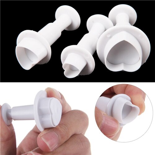 3 stuks liefdeshartvormige taartbakvorm, fondant taartgereedschap, cake, koekje, suikerwerk, koekjes, zuigers, pasta, uitstekers