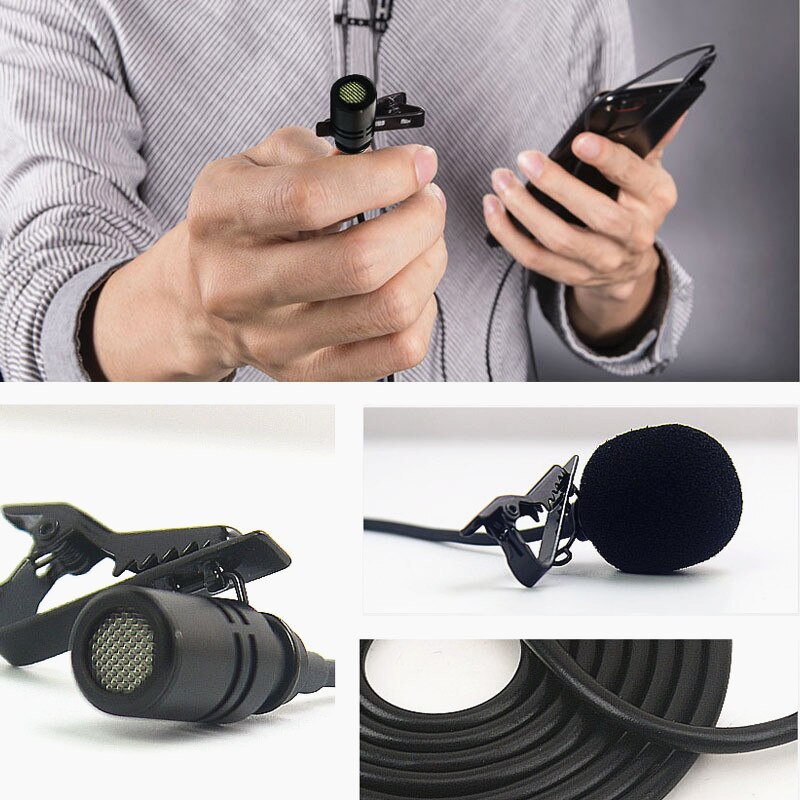 Mini Microphone Handle Metal 3.5mm Jack For Phone Laptop Studio Loundspeaker Mobile Phone Wired Tie Clip Condenser Microphone