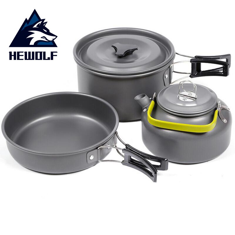 Kookset camping aluminium trekking kookgerei pan 7 stuks