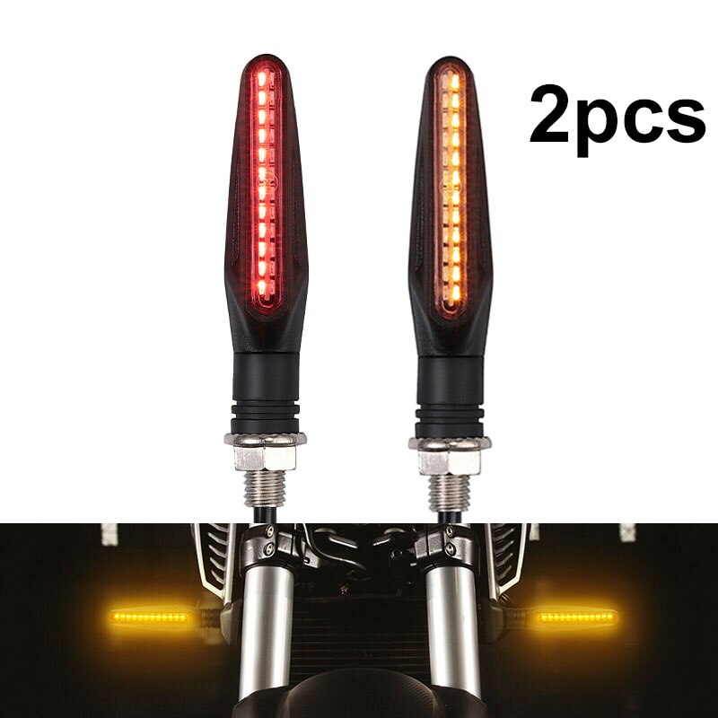 Motorcykel 24 lysdioder høj lyse rav blinklys indikator lys bageste hvide kørelys flyder røde bremselygter: Rød og rav