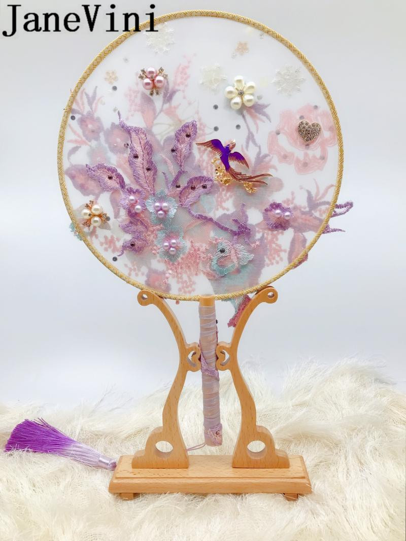 JaneVini nouvelle broche de mariée perlée Bouquet ventilateur bleu violet perles cristaux fleurs bijoux de luxe mariée Bouquets de mariage