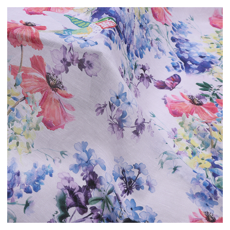 Custom Digital Printing Silk Linen Fabric for Sewing Dresses Materi Mulberry Silk Clothing Shirt Cloth Fabrics Per Meter Spring