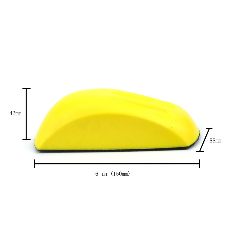 POLIWELL 6 inch 150mm Muis Vormige Schuren Disc Houder Schuurpapier Backing Polijsten Pad Hand Schuurblok voor Houten Auto polijsten: side without hook