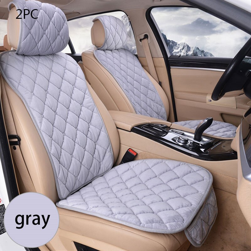 Universele Pluche Auto Seat Cover Sets Voor Vrouwen Roze Zitkussen Protector Mat Auto Cover Fit Meest Auto Interieur Accessoires: PQ232-2SeatGrey