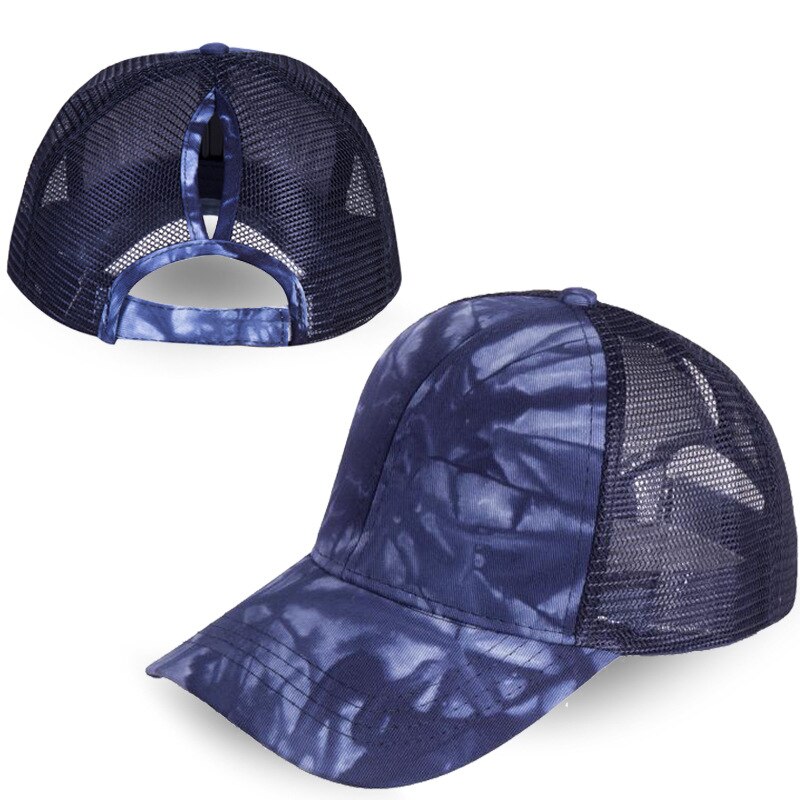 Casquette de Baseball pour queue de cheval pour femme, chapeau en coton, ajustable, style Hip Hop, décontracté, pare-soleil d'été, pour l'extérieur: Marine Bleu