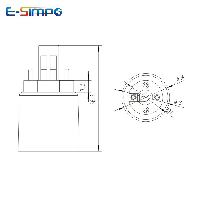 2pcs GX23 2pin to E26/e27 Light Socket adapter GX23-2 to E26 led lamp holder converter Install Standard E26/e27 to Gx23 Socket