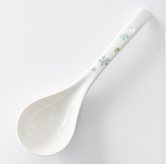 Ceramiczna łyżka chińska duża łyżka robić zupy długa rączka łyżka robić zupy prosta gruba ceramiczna łyżka robić zupy na łyżka robić serwowania: 2