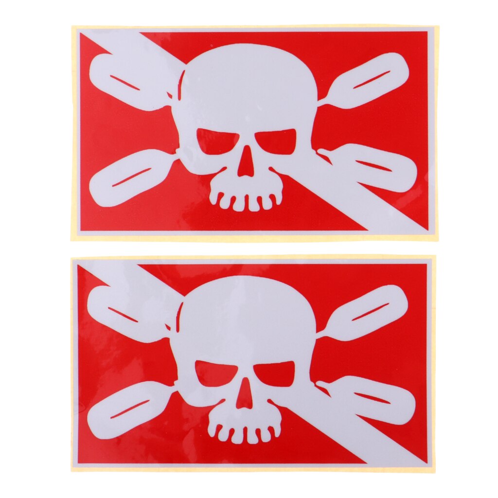 2Pcs Waterproof Reflective Adhesive Scuba Diving Sticker Tank Cylinder Fin Flippers Stickers Decals Scuba Diving Accessories: White Skull