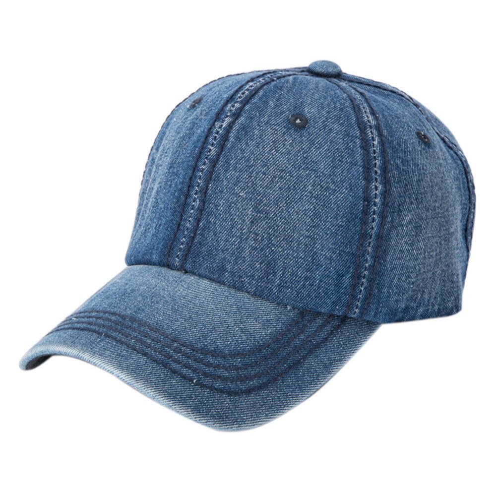 Venda quente feminino ajustável denim boné de tênis de beisebol ao ar livre simples pára-sol hip-hop hat dropshipping 0824: Dark Blue