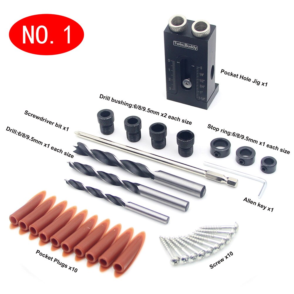 Workshop Aluminum Alloy Drill Bits Allen Key Mini Portable Woodworking Pocket Hole Jig Set Punch Locator Durable Screwdriver
