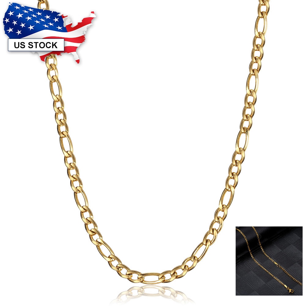 3Mm Rvs Link Chain Figaro Ketting Voor Mannen Vrouwen Gold Tone Sieraden Womens Mens Ketting Choker LKN647