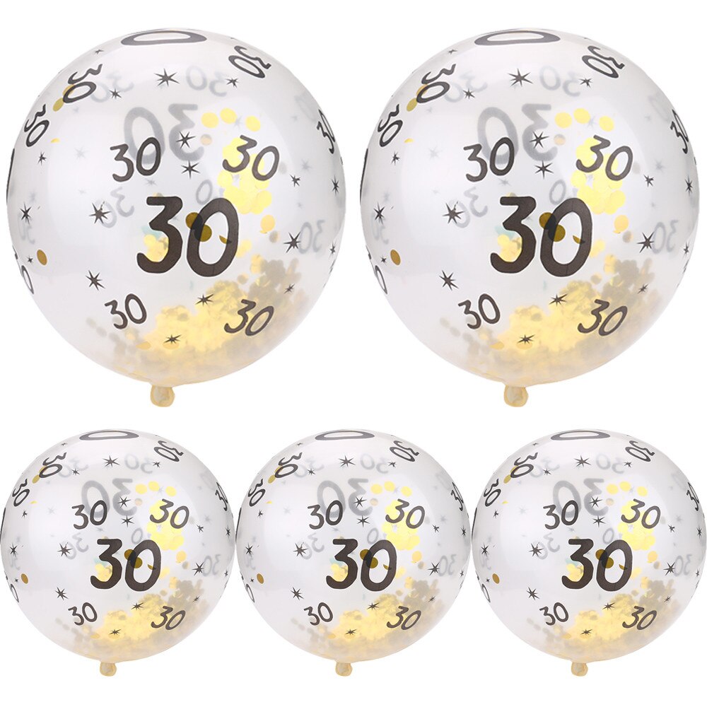 5Pcs Ballon 30 40 50th Happy Birthday Age Confetti Filled Balloons Wedding Party Decor Decoration Adult Kids Latex Ballon: A