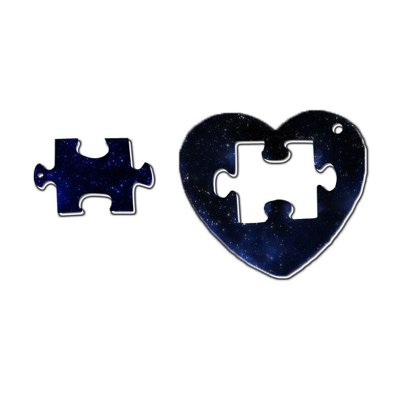 DIY Autistic Love Puzzle Pendant Keychain Silicone Mold Heart Jigsaw Puzzle Mold