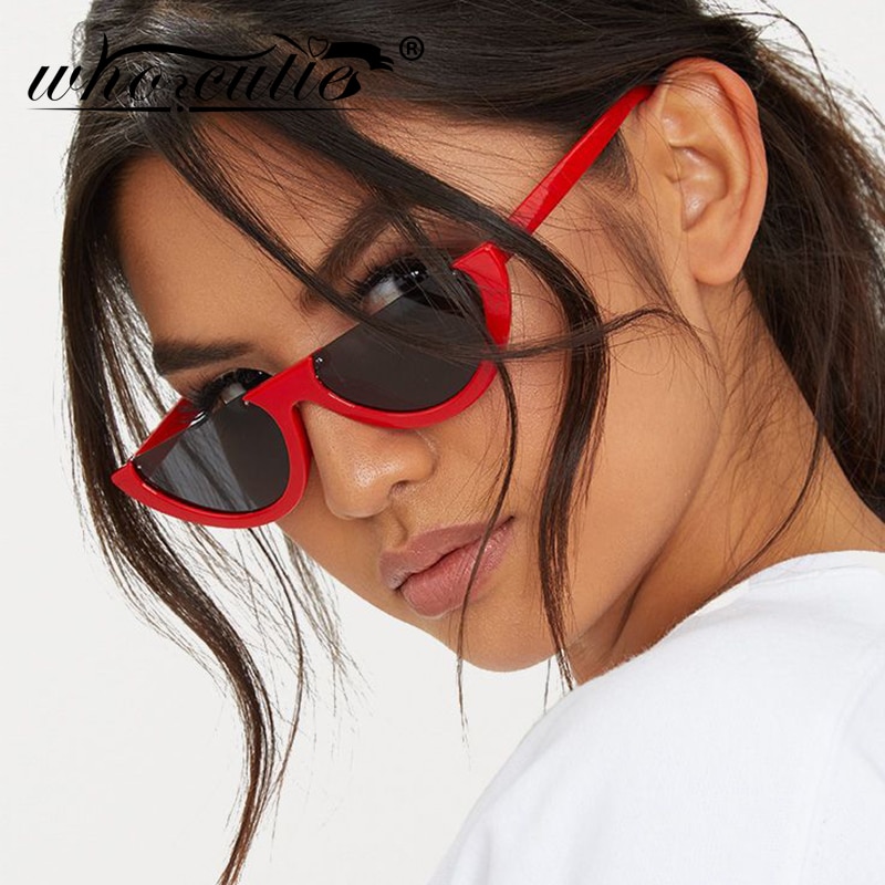 Half Moon Slim Sunnies Sunglasses Women Brand Retro Vintage Pink Lens Cat Eye Frame Sun Glasses Girls Shades 463B