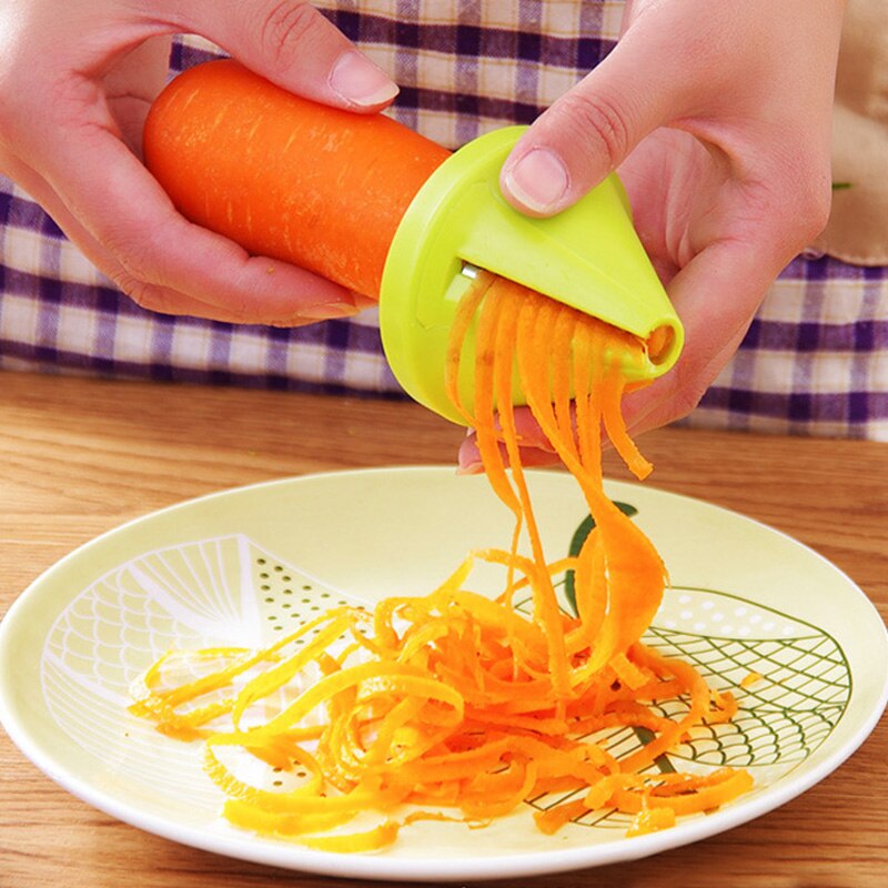 1 stk strimlet enhed moderne boligtilbehør køkkentragt model spiralskærer grøntsagsstrimler spiralizer gulerod radise skærer: Grøn