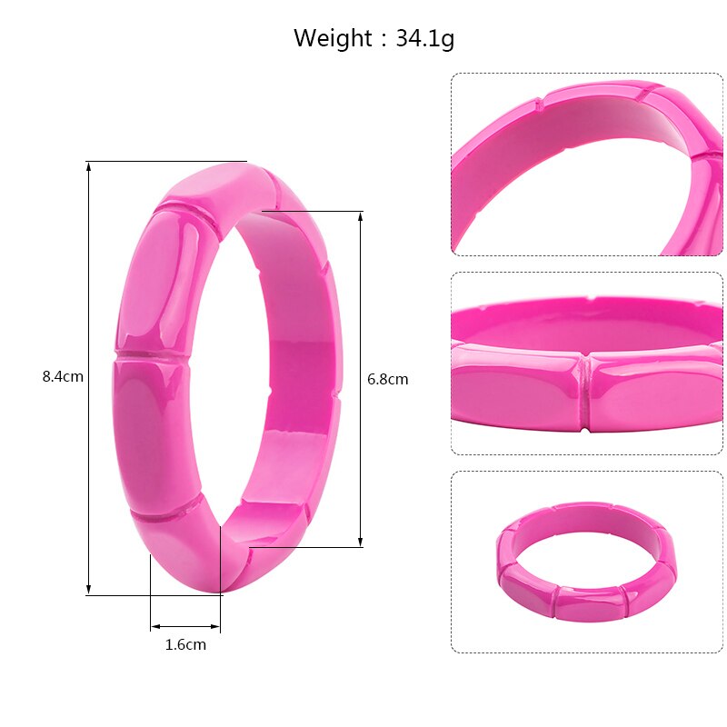 GuanLong-brazalete geométrico de resina acrílica para mujer y niña, pulsera con patrón de bambú Irregular, de , joyería