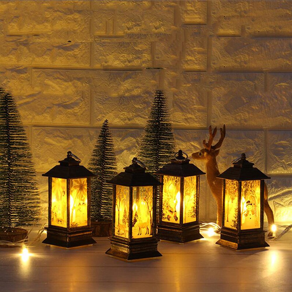 Bougies chauffe-plat LED, cage à bougies de noël avec support, chandelier imprimé Elk père noël pour décoration de noël