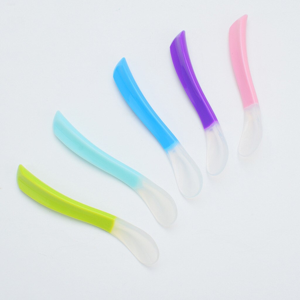 Cucharas de mango de cuchara coloridas utensilios de cuchara de bebé utensilios de cocina Mango antideslizante para aprender vajilla # CL30