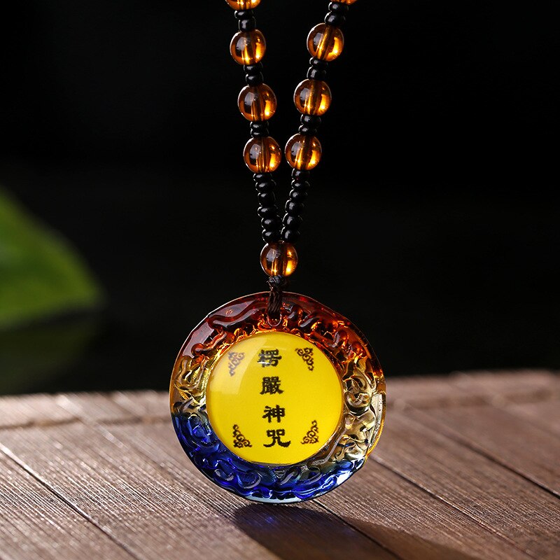 Tibetan Pendant Buddhism Amulet Necklace Shurangama Mantra Talisman Lucky Wealth Necklace Jewelry Accessories: 1PCS   4
