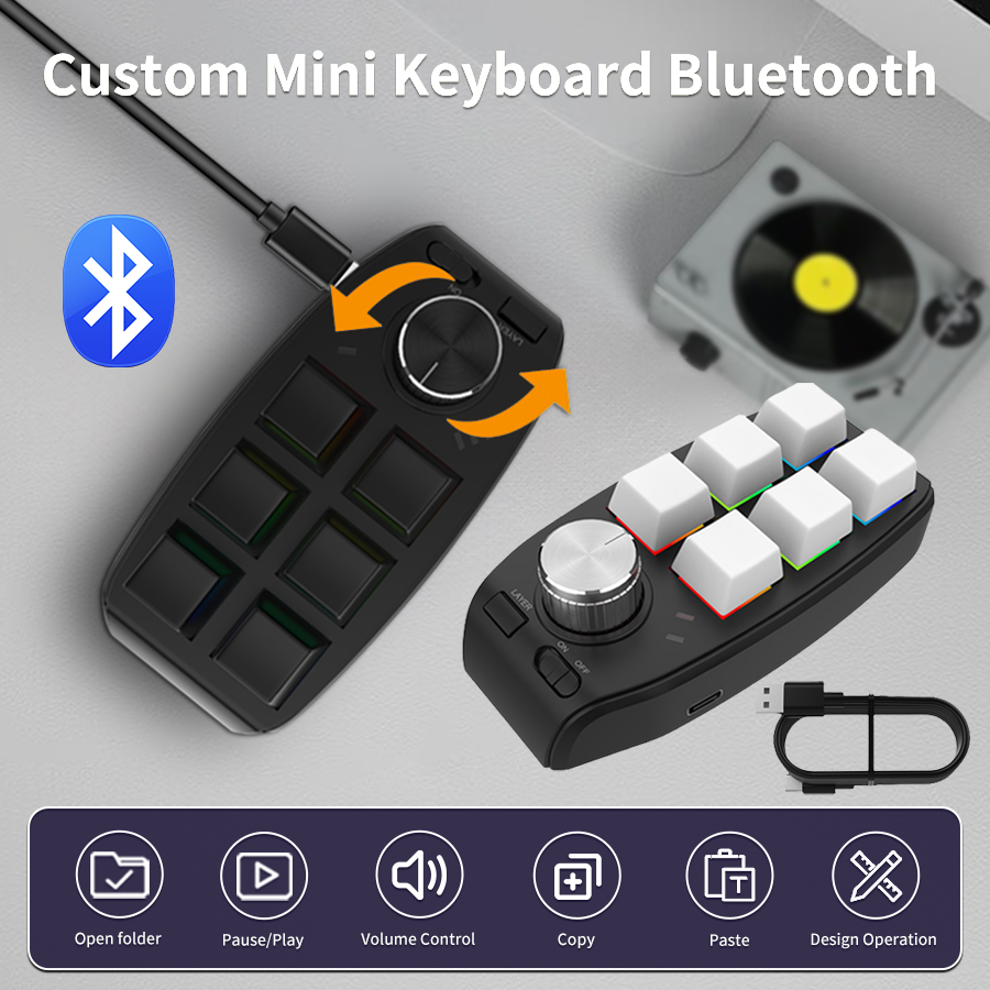 USB Macro Custom Mini-toetsenbord Bluetooth 6 toetsen 1 knop Programmering DIY Mechanische Macropad Gaming Tekening Schakelaar -swap toetsenbord