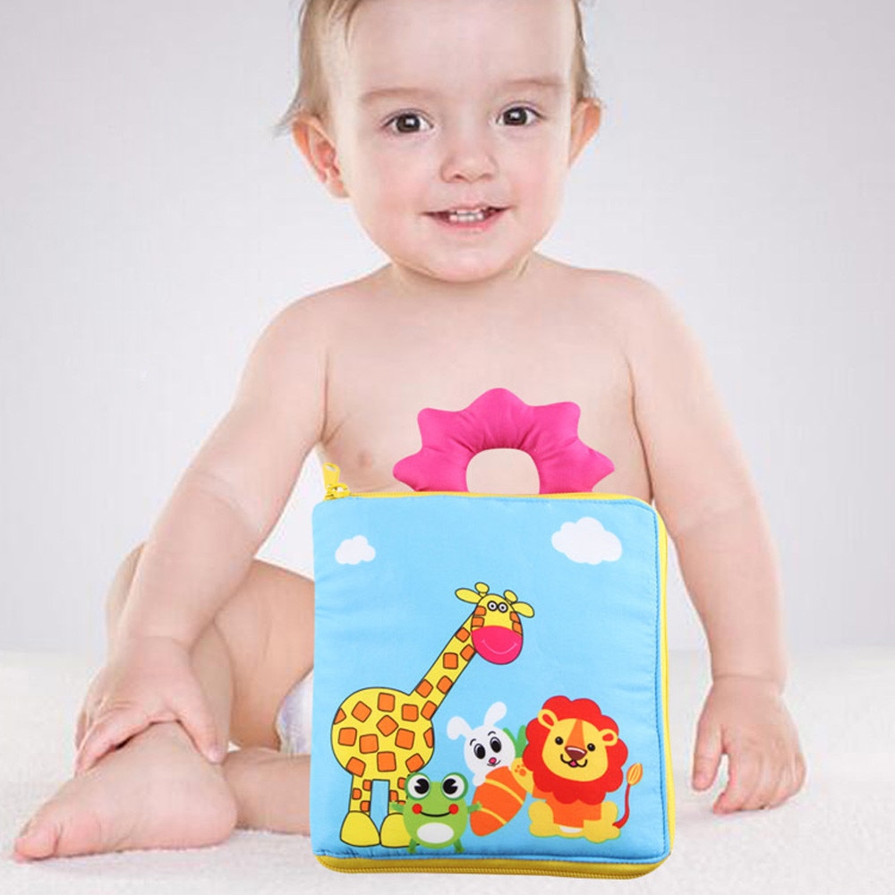 Baby Toys Soft Cloth Books Early Learning Educational Toys with Animals Tails Soft Cloth Development Books Rattles @A