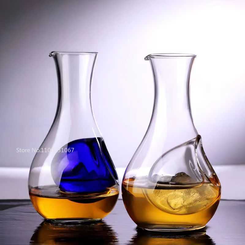 Decantador de vino de cristal japonés, vaso para sake con agujero para el pulgar, jarra de hielo, nido de hámster, contenedor de vino, herramientas de enfriamiento para cóctel y champán