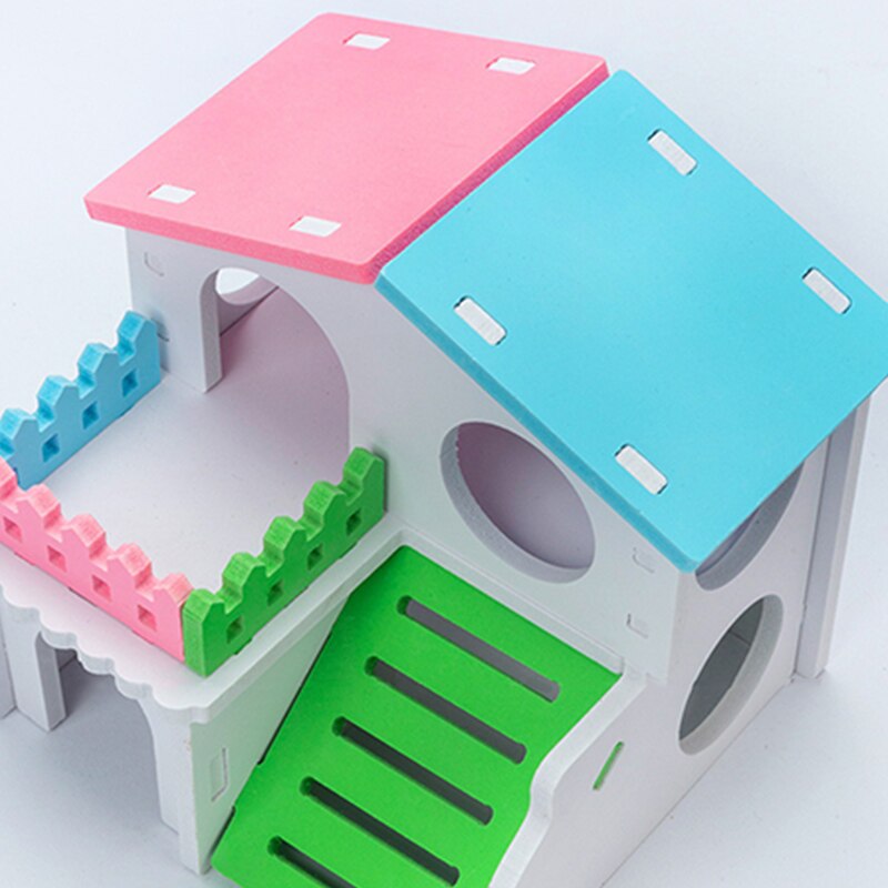 View of 1 Pcs Hamster House Plastic DIY Double Layer Small... – Grandado