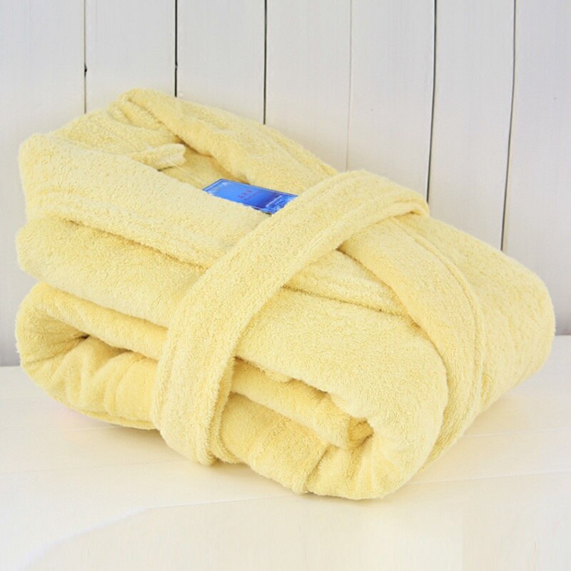 Inverno 100% algodão masculino roupão branco robe grosso longo toalha velo quente macio inverno camisola toalha fless casa hotel adora: XL / Dourado