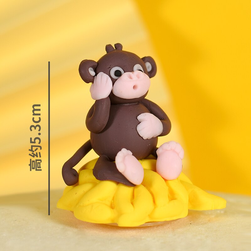 Cakelove 1pcs Party Cake Topper Cute Cartoon Animal Decor Ceramic Process Kids Baby Birthday Party Decoration Animals: monkey