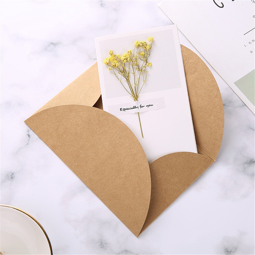 5pcs/set Retro Dry Flower Letter Papers Envelope Wedding Invitation Card Paper Handmade Greeting Card Letter Writing Paper
