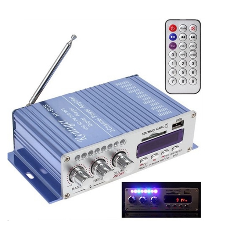 502 Small Power Amplifier computer speaker USB card display radio small power amplifier MP3 FM AUX 12v computer desktop sound