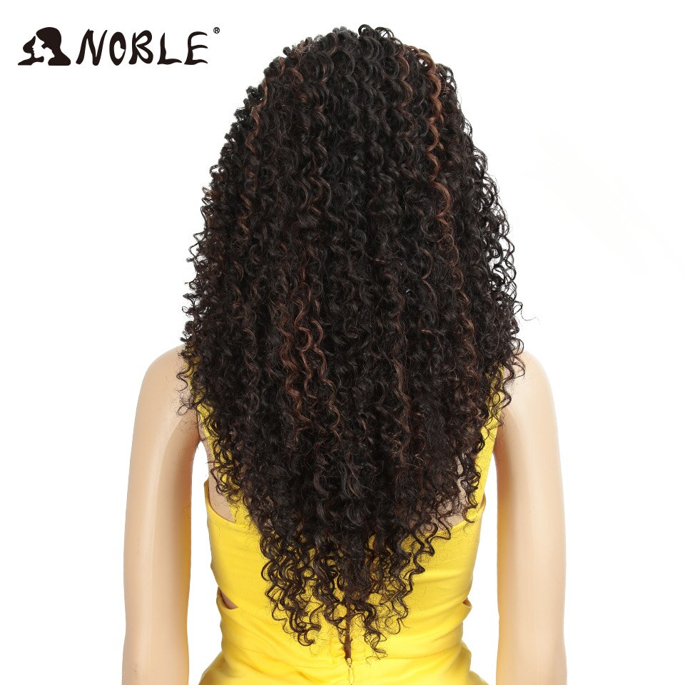 Noble Hair 26"Inch Synthetic Lace Front Black Wig African American Long Kinky Curly Heat Resistant Fiber Wigs For Black Women: FS4-30