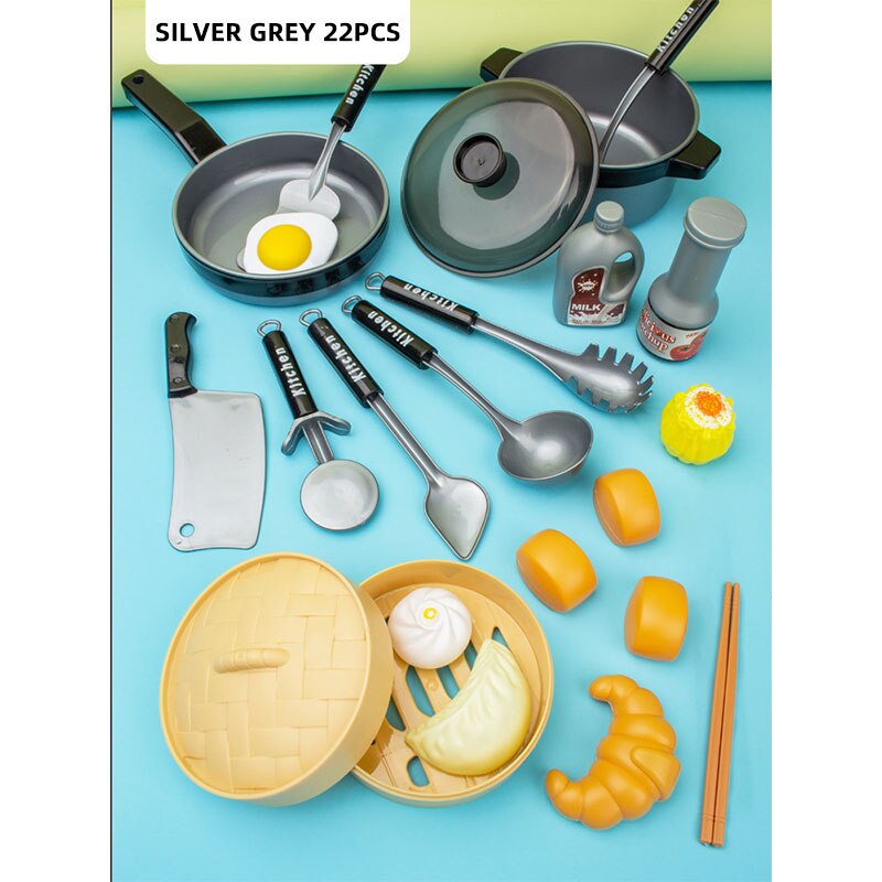 Simulation Plastic Foods Cookware Pot Pan Children Kitchen Toys Stickers Pretend Play Miniature Play Food For Girls Doll Food: 22pcs2