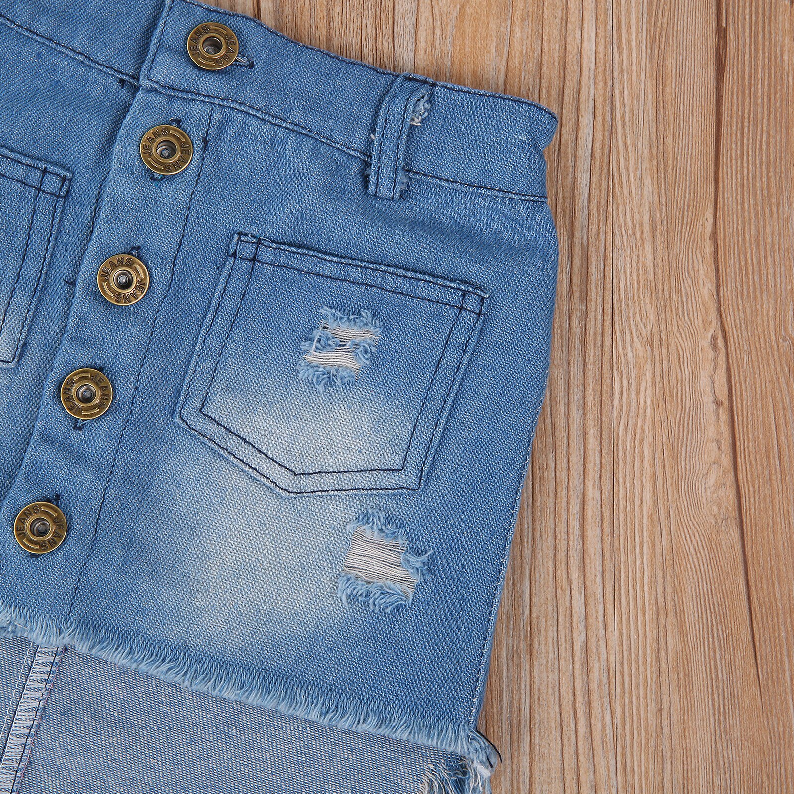 2Pcs Fall Kids Two- piece Clothes Set Blue Puff Sleeve Open Front Denim Jacket+Irregular Hem Skirt Toddler Infant Outfit