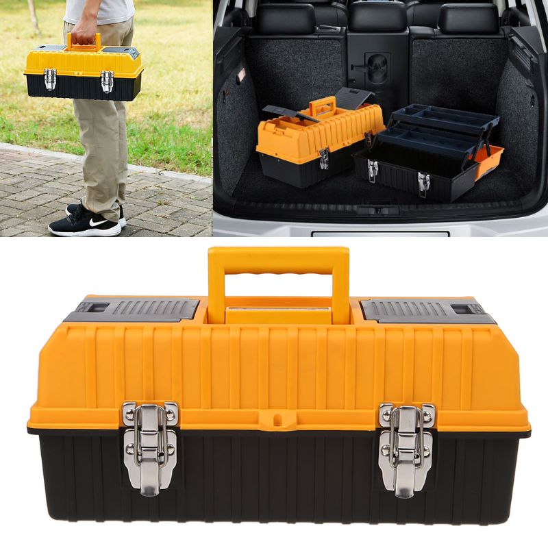 17&quot; Large Plastic Tool Box 3 Layer Storage Hardware Toolbox Home Multifunction Car Repair Container Case
