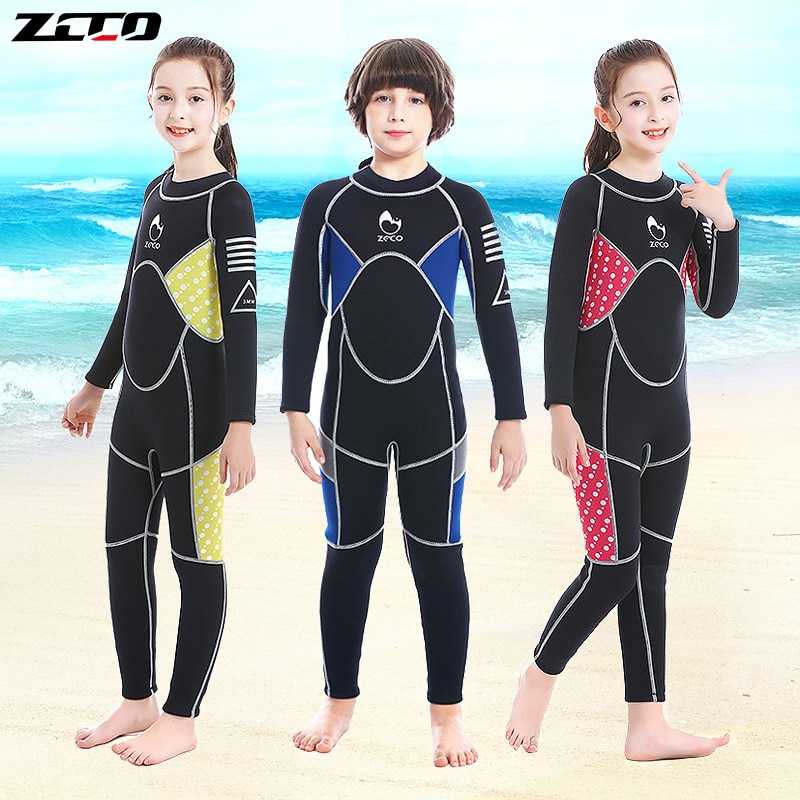 3MM Neoprene Boys Thermal Wetsuits Full-body Children Anti-UV Keep Warm Diving Suits Surf Swimwear Suit for kids