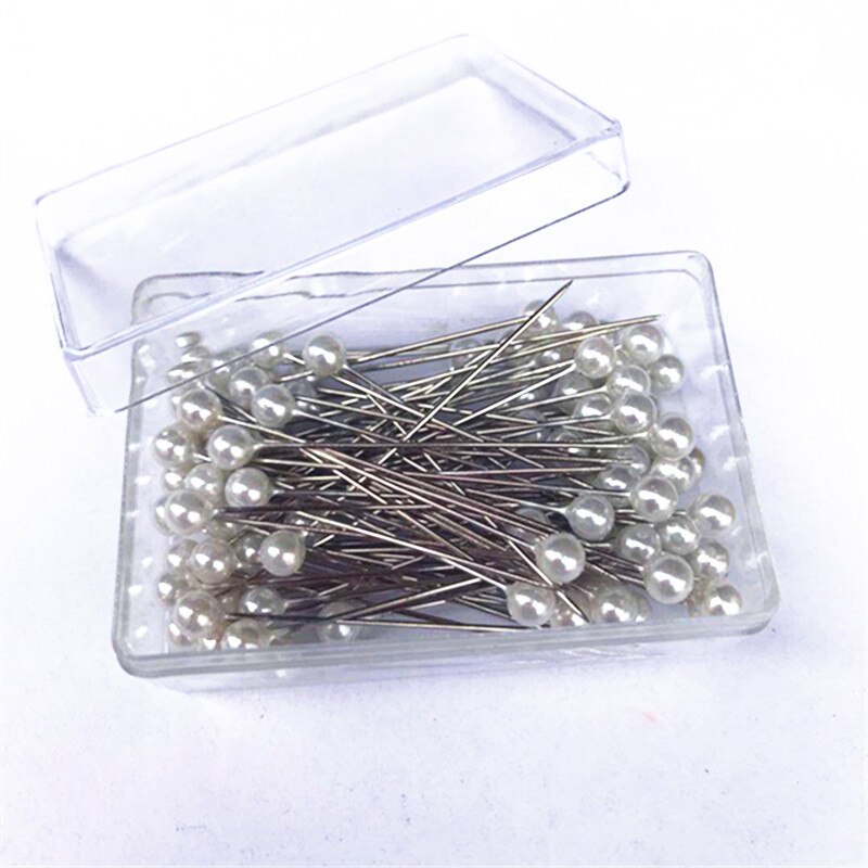 100Pcs/Box 40mm Colorful Round Pearl Head Needles Stitch Straight Push Sewing Pins For Dressmaking DIY Sewing Tools Positioning: 04