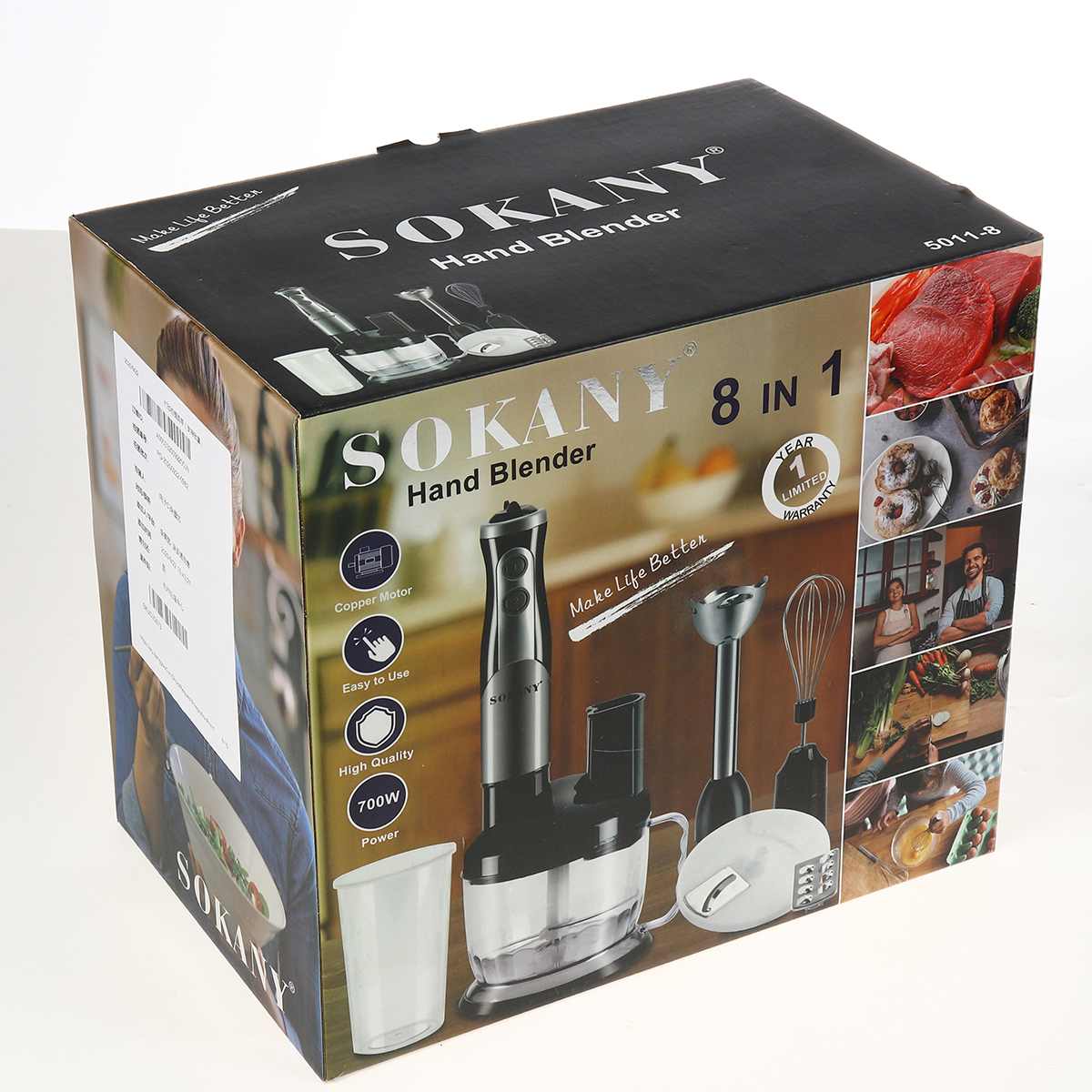 Sokany 8- in -1 700w roestvrijstalen staafmixer elektrische mixer groente vleesmolen 700ml hakmolen garde