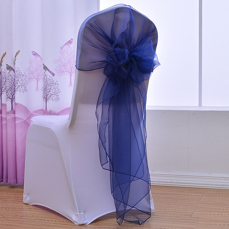 65x275cm Orange Organza Knot Wedding Chair Decor Banquet Event Chair Decorations Bow Ties Chair Bands Sashes Blue 25pcs/lot: 16