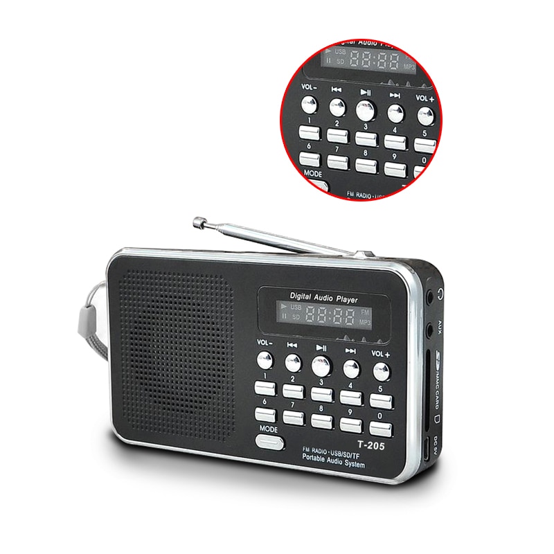 Sunflash Z-135 Rechargeable Mini Radio - AM/FM, Bluetooth, USB/SD/AUX - Red